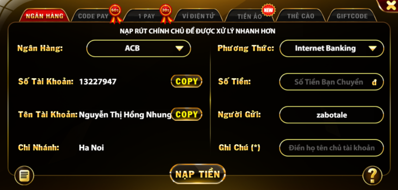 Nạp Tiền Go88 Ngân Hàng