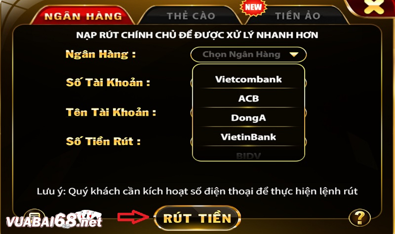 Hướng dẫn các bước rút tiền nhanh từ A - Z cho tân thủ