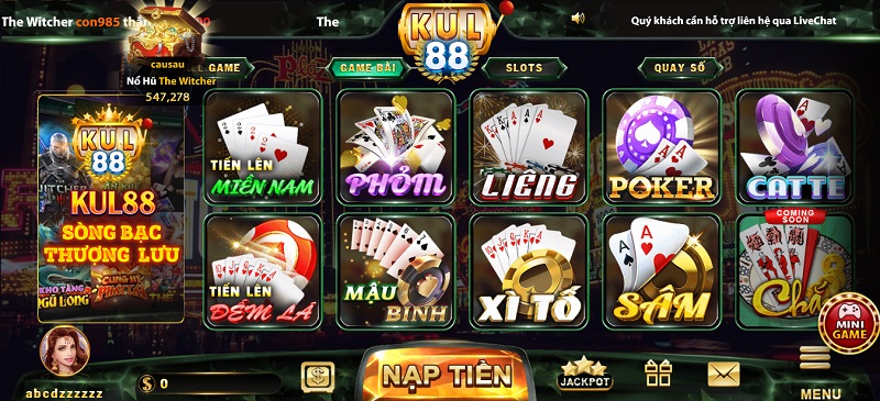 Khu vực game bài với với những tựa game hay tuyệt đỉnh