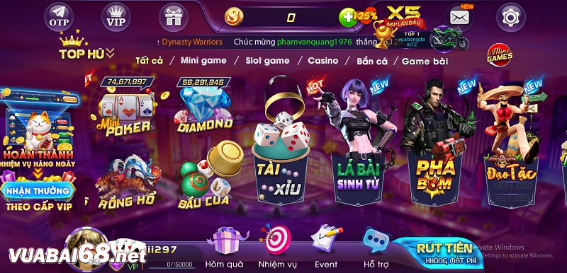 Kho game đa dạng luôn là ưu điểm mấu chốt của cổng game bài