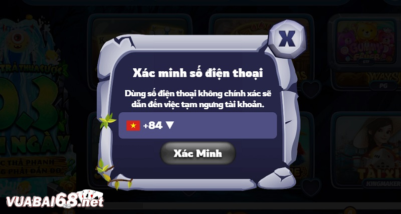 Kích hoạt số điện thoại tại cổng game Tý Bối